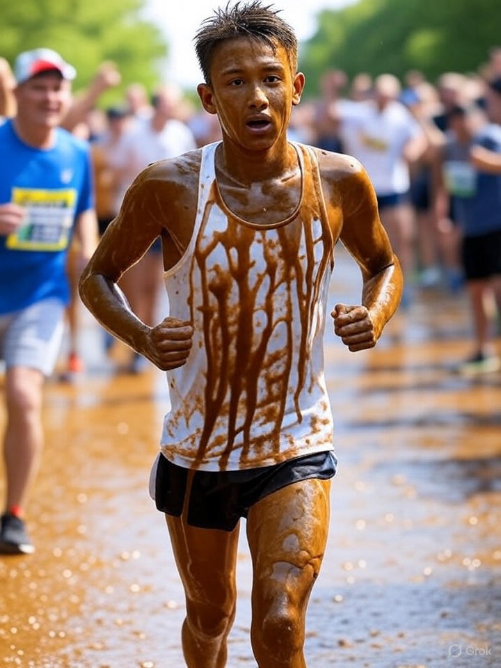 a very determined runner near the end